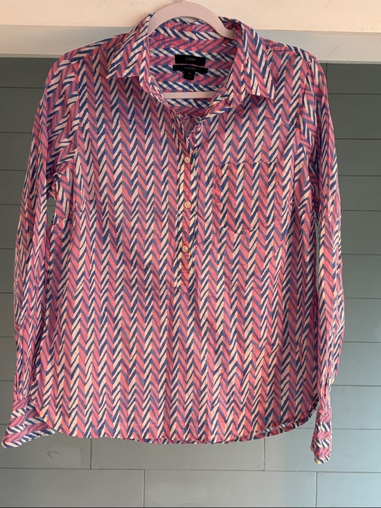 J. Crew Tops - J. Crew Pink & Blue Chevron Button-Down Shirt